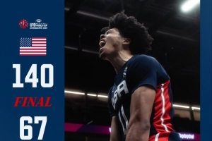 统治力美国U19男篮73分狂胜约旦 单场31断等数据刷新赛事纪录